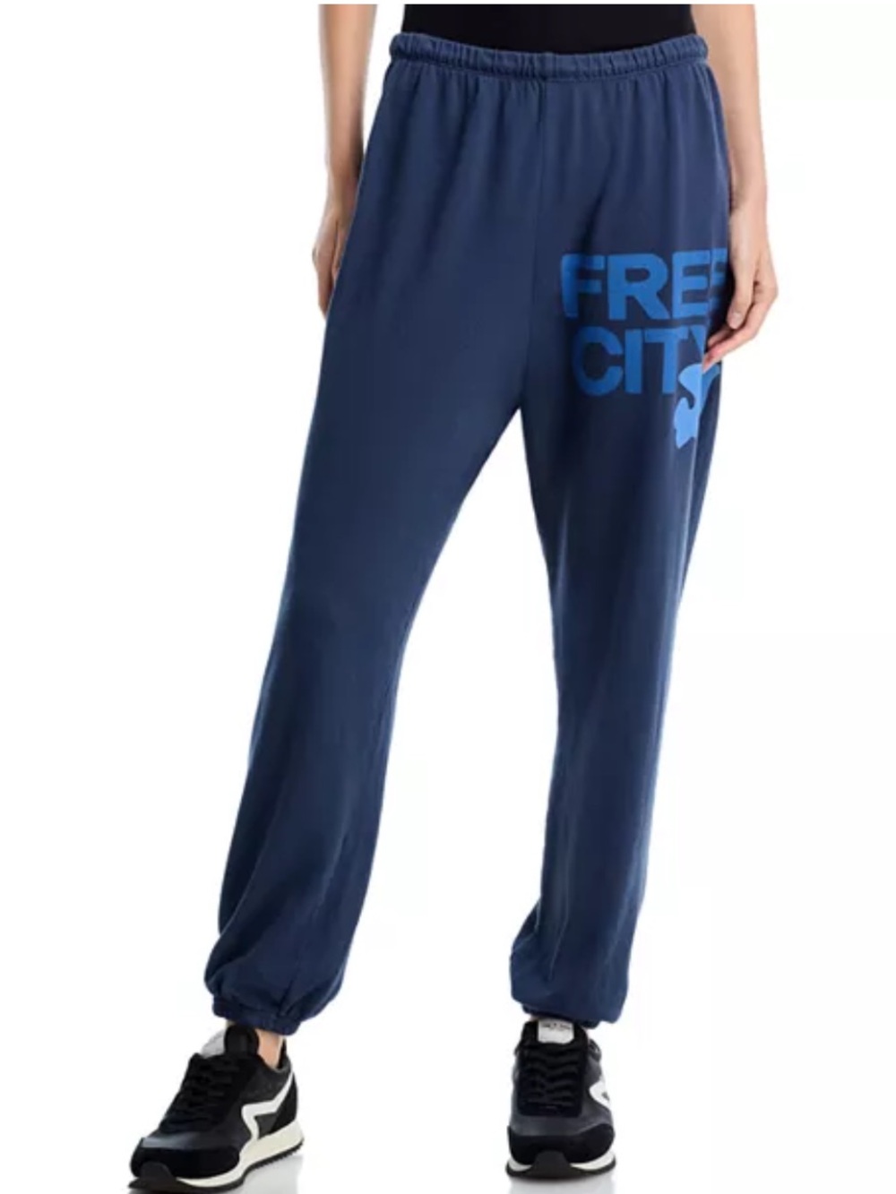 Freecity 100% Cotton Logo Pull On Sweatpants Drawstring Joggers Moonshroom Blues
